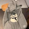 Ladies Cute Cartoon Snowman Hooded Sweater Korean Lazy Style Woman Knitted Top Autumn Versatile Grey Women's Pullover Sweaters