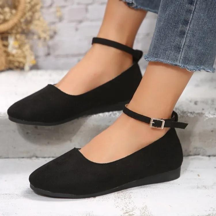 Scarpe comode piatte, scarpe da esterno primaverili ed autunnali, scarpe da donna retrò, scarpe casual da mamma, scarpe alla moda, calzature con suola leggera