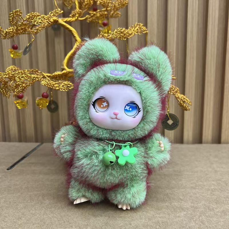 1 Pcs Cartoon Vinyl Leopard Print Doll With Tail Plush Keychain Toy Suitable For Bag Keychains Pendant