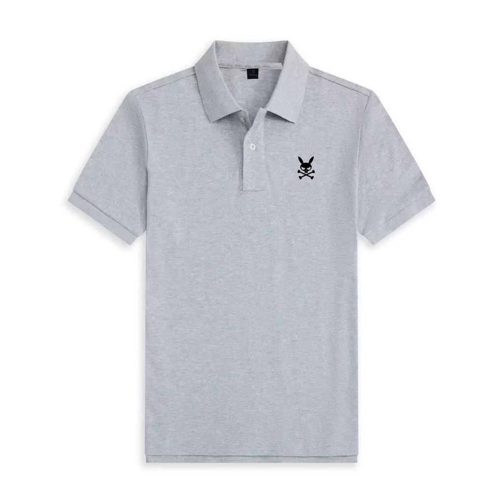 Sommer Herren Kaninchenschädel Design Kurzarm Poloshirt