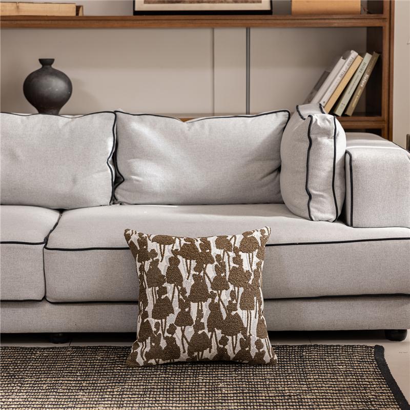 45X45CM Brown Throw Pillow Cover Simple Versatile Stamping Waist Cushion Cover Decor Home Decorative Pillowcase