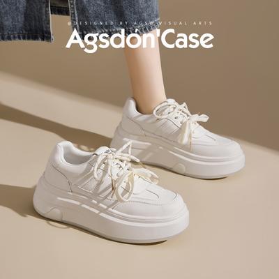 Augustine Plateau weiße Schuhe Damen 2025 neu Sommer leichte flache Basisplattenschuhe kleine Muffin-Sneaker