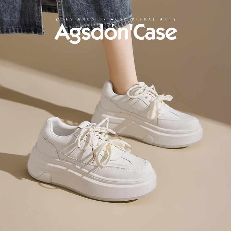 Augustine platform white shoes women's 2025 new summer lightweight flat baseplate shoes small muffin sneakers