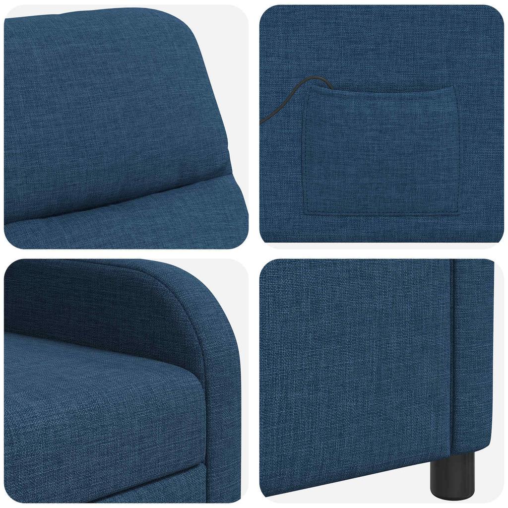 Massage Recliner Blue Fabric