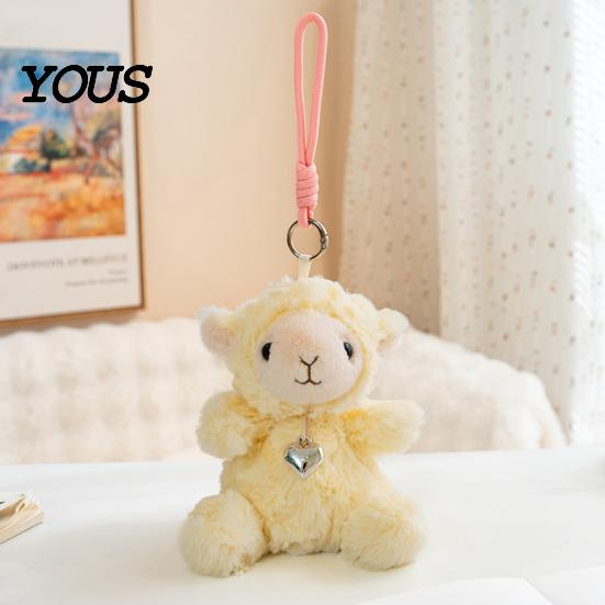 Comforting Sensory Toy Cute Sheep Plush with Heart Pendant, Macaron Color Lamb Doll Valentines Day Gift for Her Comfort & Cuddling, Soft