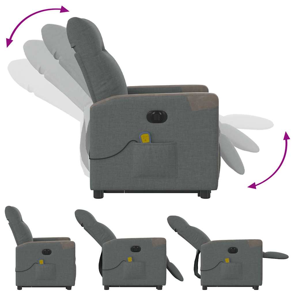 Electric Massage Chair with Lift Assist Dark Grey Fabric