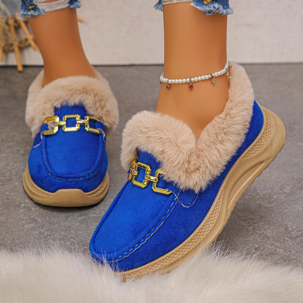 Large size platform sneakers women's autumn and winter new European and American style comfortable rough edge low-top warm cotton shoes