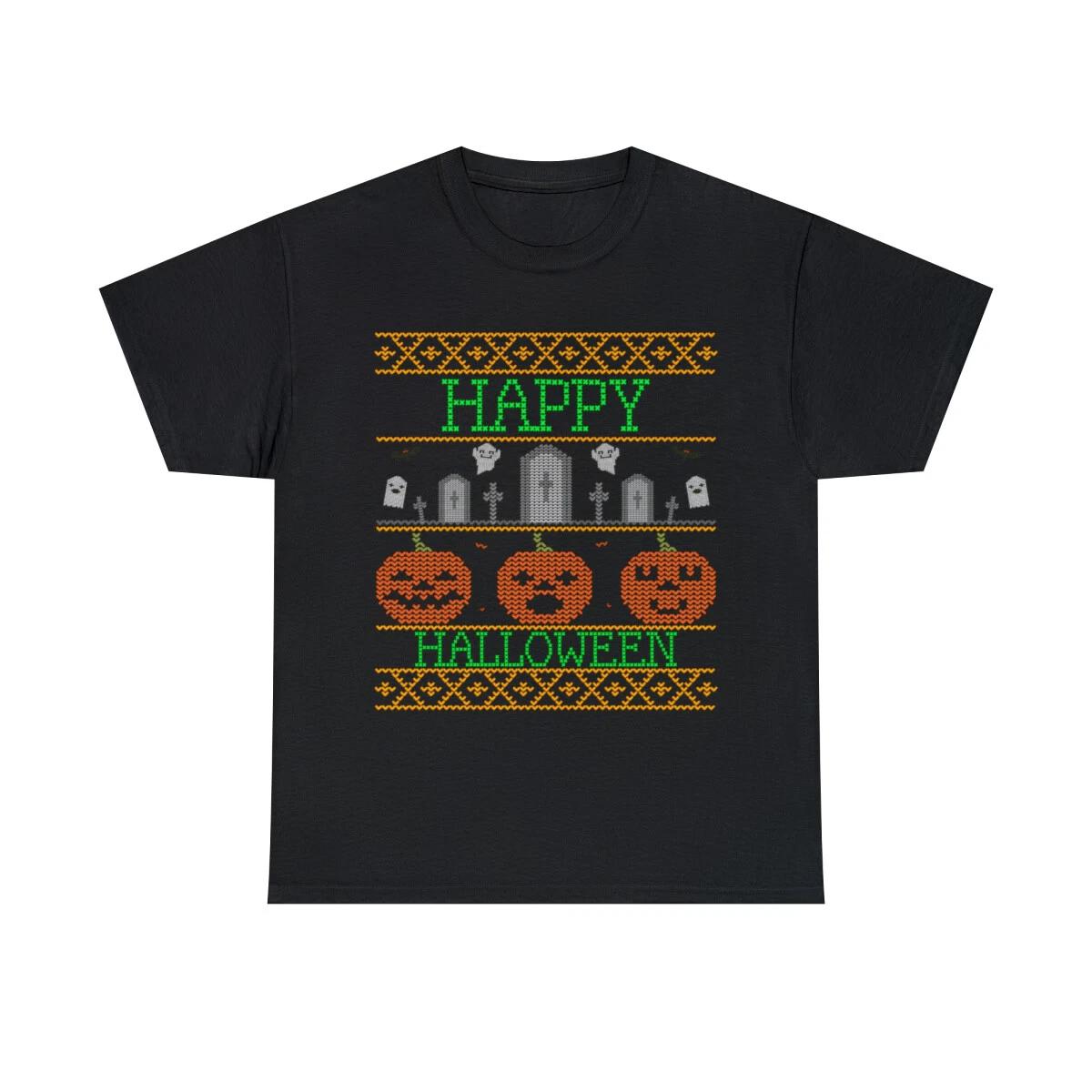 Ugly Halloween Sweater Graphic Tee Shirt, S-5XL L