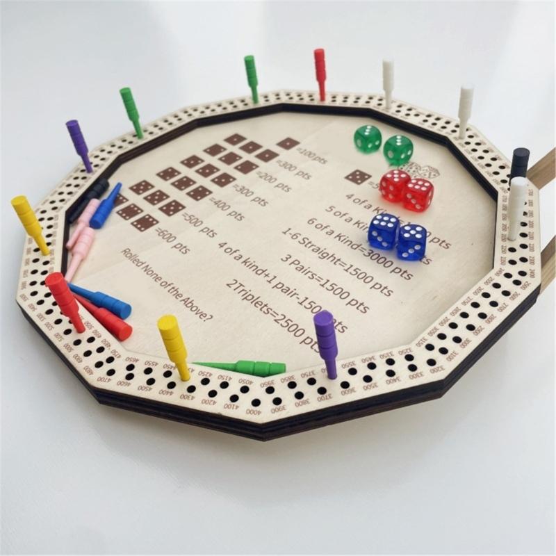 Portable Wooden Board Game Set with Farkle Dices and Dices Tray for Hours of Fun with Friend and Family