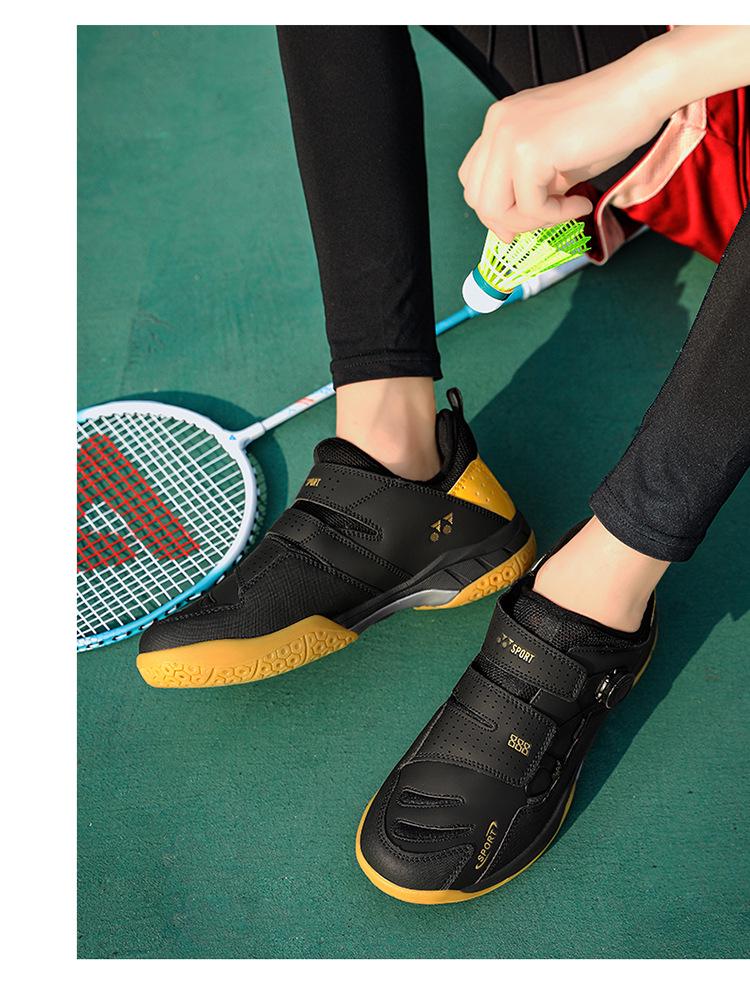 Men's Breathable Rotary Buckle Sports Shoes - Lightweight Casual Badminton and Tennis Trainers