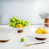 Qinkai Glass Fruit & Snack Plate with Wooden Base