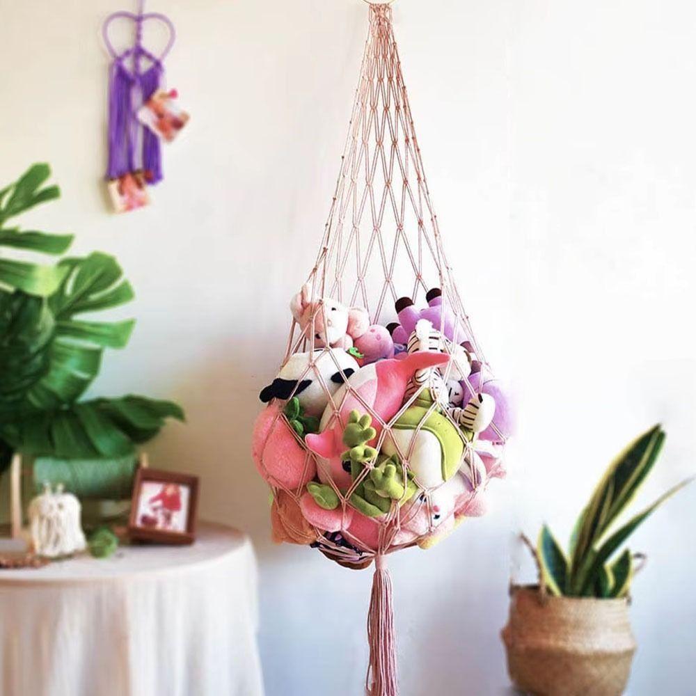 

Wall Mounted Plush Toy Hammock with Tassels Stuffed Doll Storage Holder For Girl s Room чорний