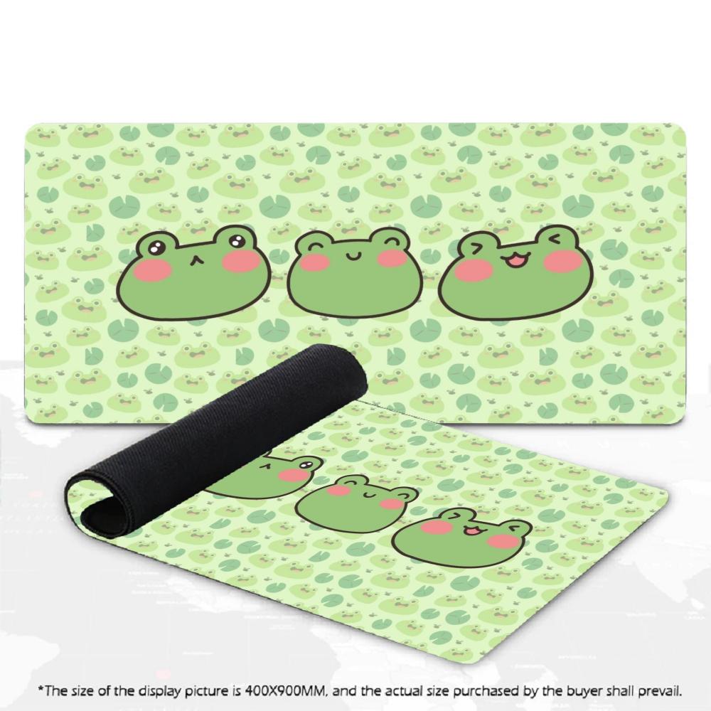 XXL Cute Cartoon Frog Mousepad Repeat Lotus Pattern Deskmat Non-Slip Rubber Gaming PC Keyboard Desk Mats Gamer Large Mouse Mats
