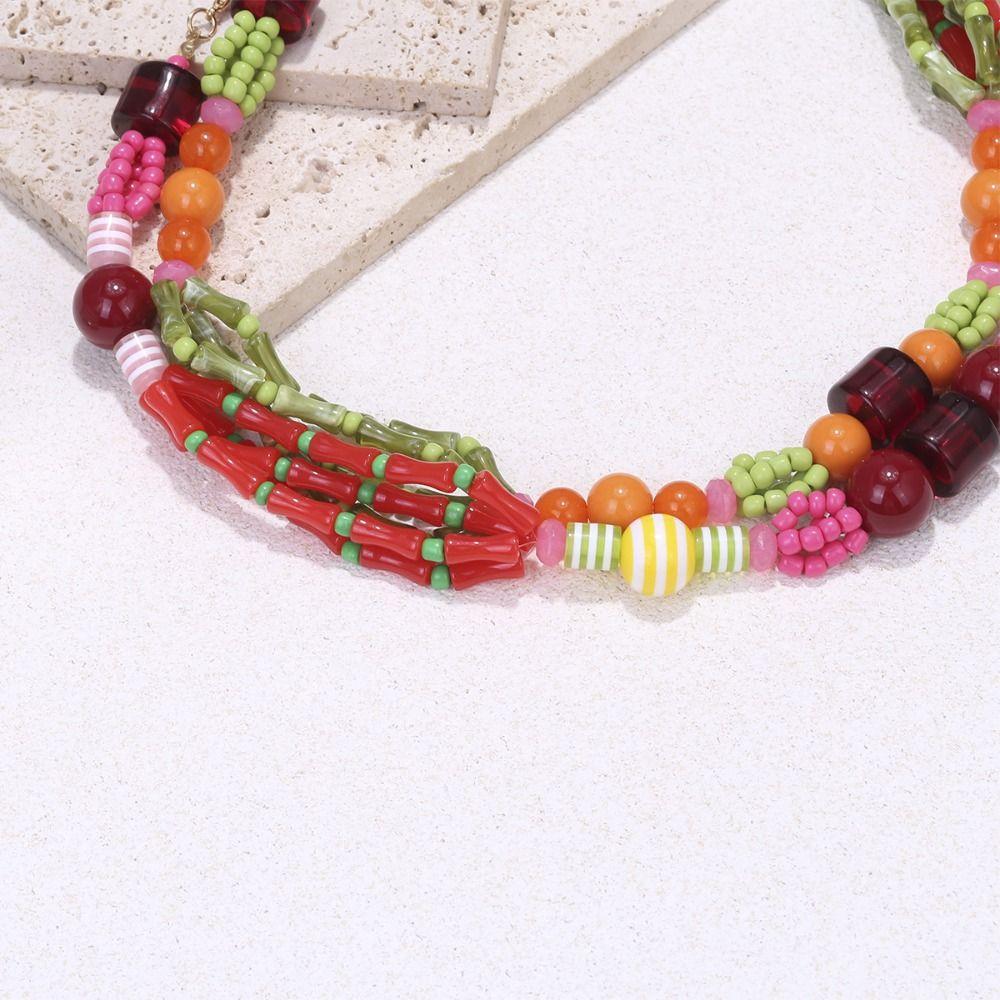Ethnic Style Multilayer Bead Necklace Marine Organism Charms Dopamine Necklace  Gift