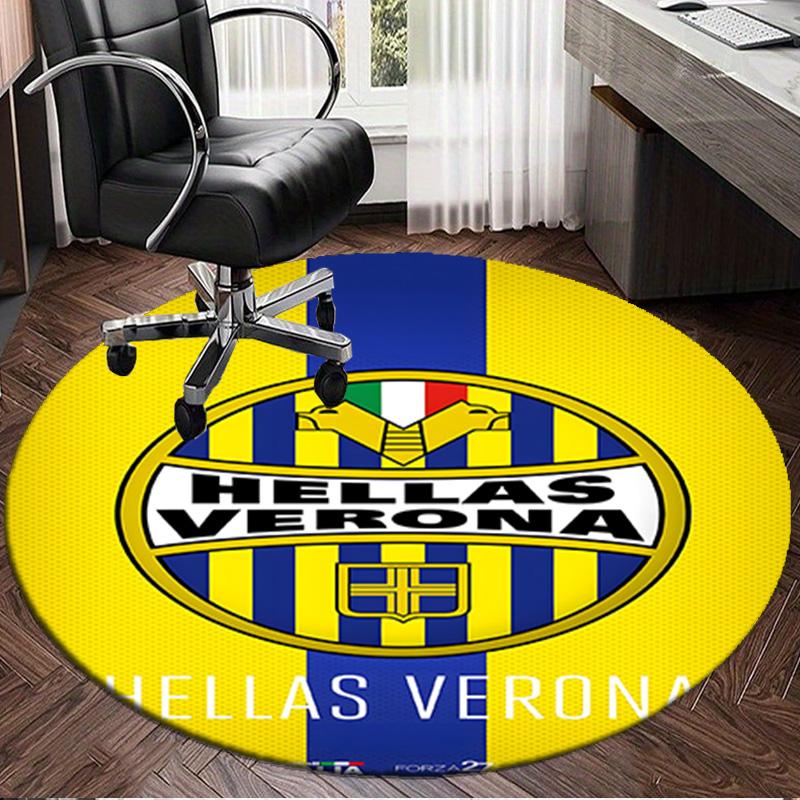 1PC Hellas-Verona Crest Round Rug for Livingroom,Bedroom, Palyroom, Chair Rug, Area rug, Circle Carpet, Large Size Fan Christmas gift