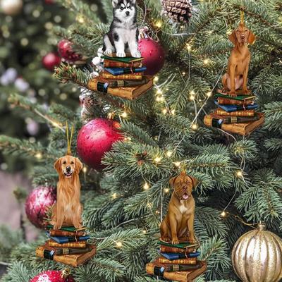 Pingente de cachorro de natal 11X enfeite decorativo de cachorro de natal conjunto de pingente de natal acrílico 2D enfeites de árvore de natal natal