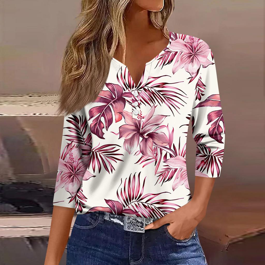 Women's 3/4 Sleeve Shirts Graphic Tees Shirts Casual Basic Tops Pullovers
