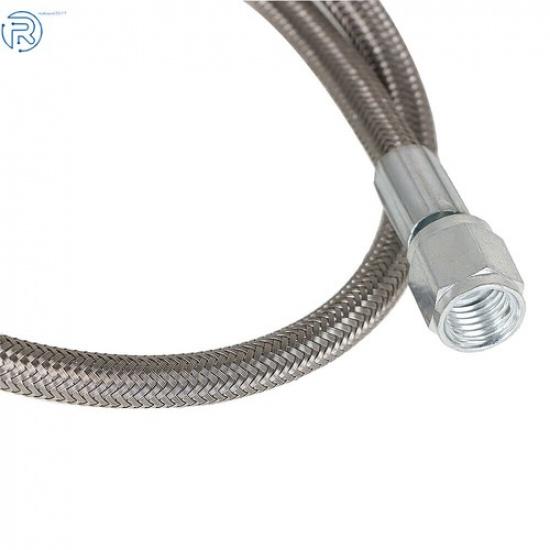 24" Length 4AN 90 Degree Straight Hose Steel Braided Turbo Oil Feed Line