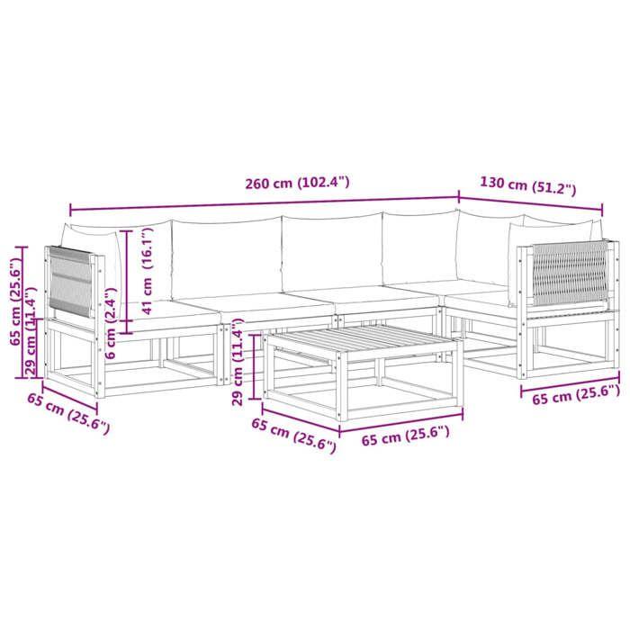 VidaXL 6-Piece Garden Sofa Set with Cushions In Acacia Wood and Rope 3278852