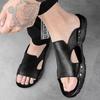 Fashion Summer Mens Genuine Leather Slippers Big Size 37-52 Outdoor Flip Flops Men Slipper Casual Slides Luxury Flip Flop Male Flats