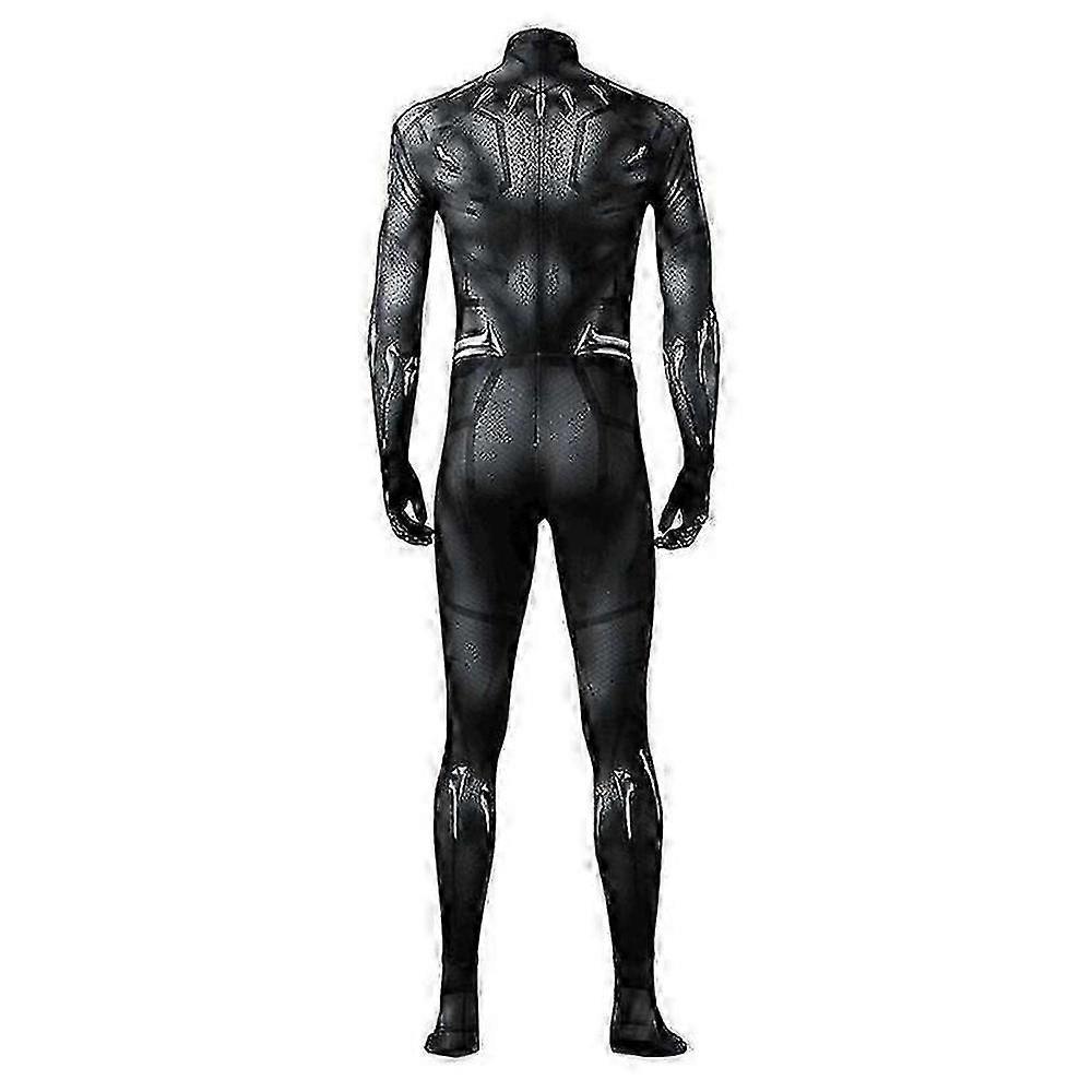 Black Panther Movie Cosplay Jumpsuit with Integrated Gloves for Halloween