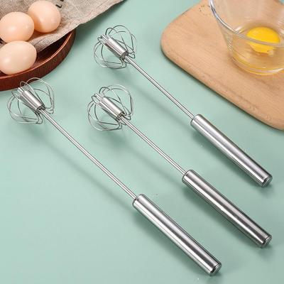 Fruste per uova in acciaio inox, sbattitore manuale per uova, agitatore per uova auto-girevole, utensili da cucina per uova