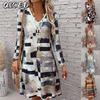 Fashion Autumn Winter Long Sleeve V-Neck Casual Dresses