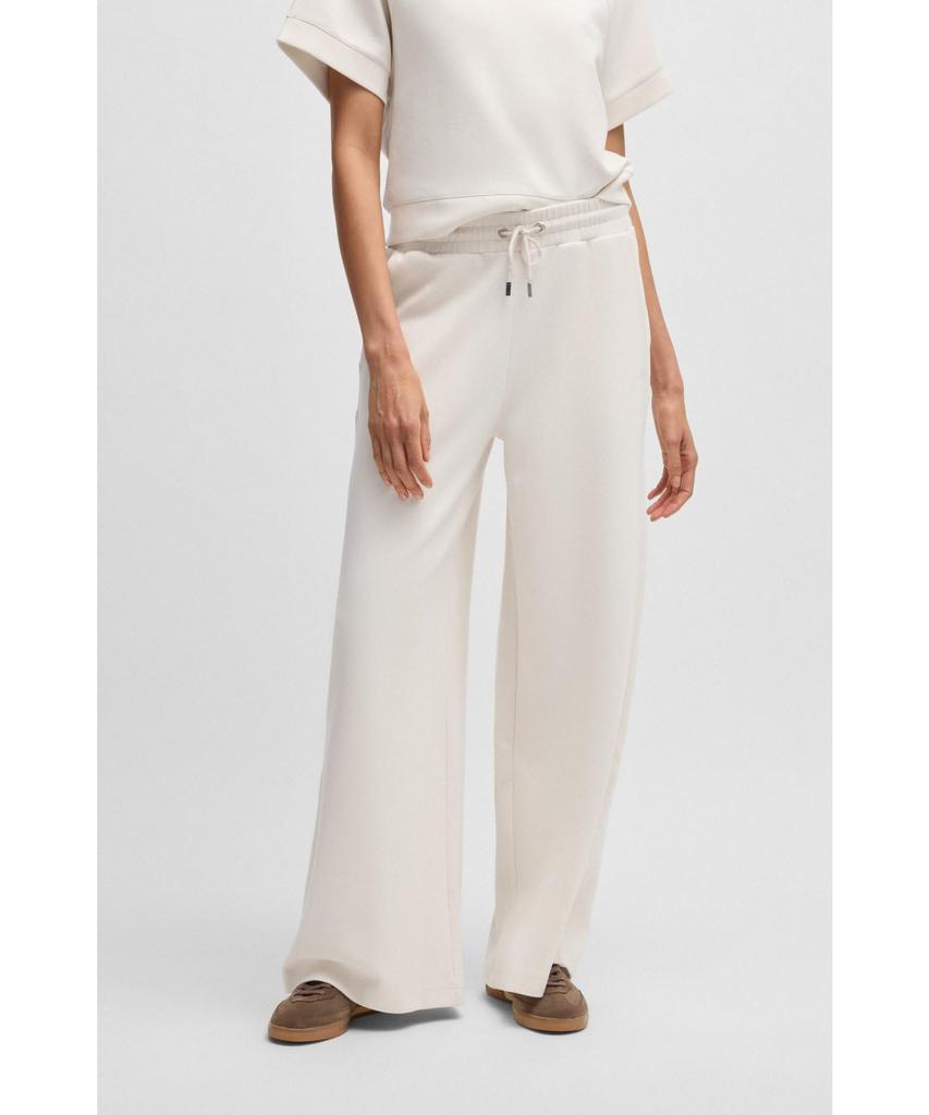BOSS Tracksuit Stretch Size White Women's Wide-Leg Bottoms, Fabric, M,