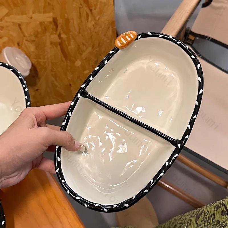 Creative Hand Painted Ceramic Plates Delicious Dishes Pasta Dining Plate Home Afternoon Tea Fruit Snack Exquisite Cute Tableware