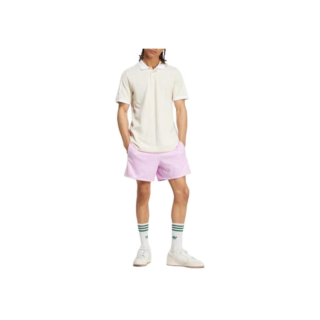 Adidas Originals Striped Elastic Waist Fitted Three-Quarter Sports Shorts Men Shorts Pink JC6516