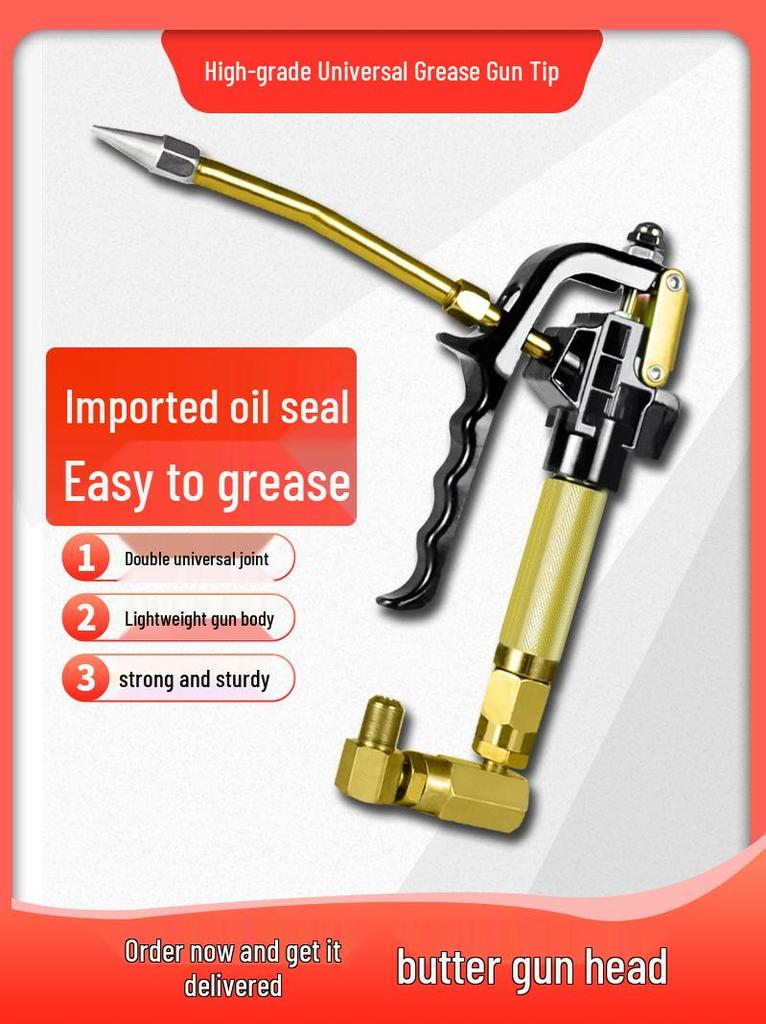 Yellow Universal High-Pressure Pneumatic Grease Gun with Leak-Proof Handle and Electric Nozzle Accessories