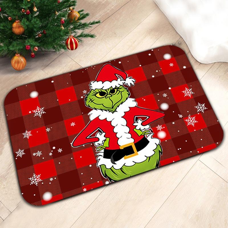 Christmas element Printing Doormat Non-Slip Entrance Rug Merry Christmas for Home Decor Living Room Doorway Indoor Outdoor Use