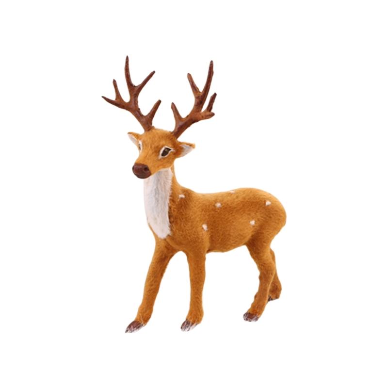 15/20/25/30/35cm Simulation Plush Reindeer Standing Christmas Sika Deer Xmas Elk Dolls Holiday Reindeer Figures