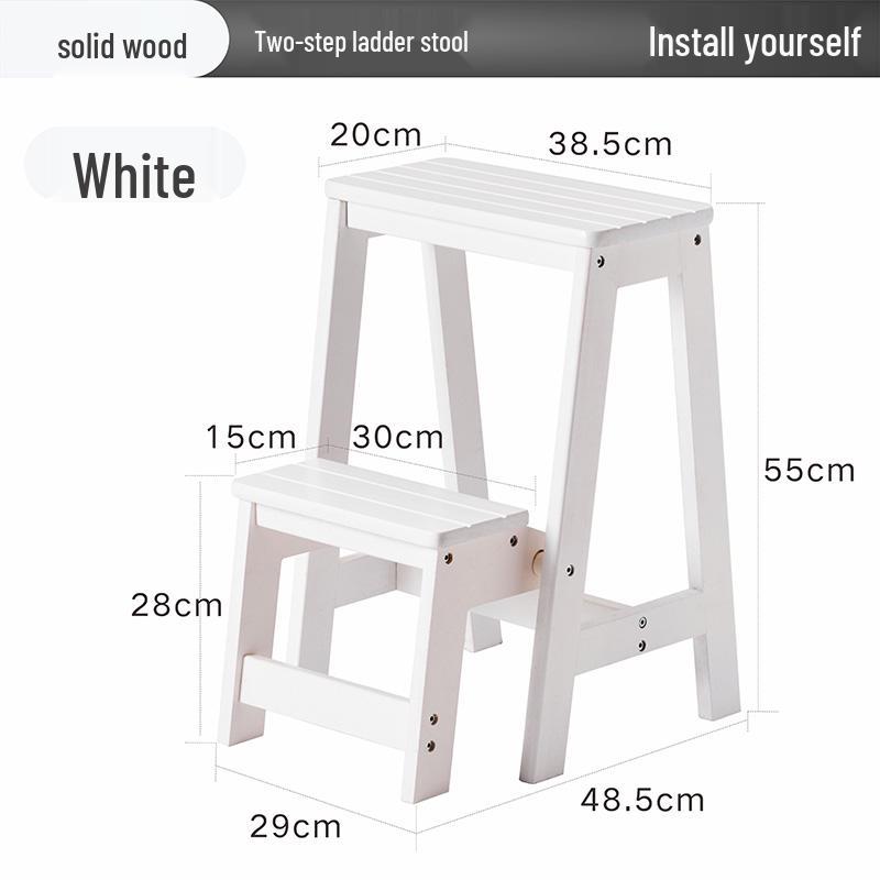 Solid Wood Multifunctional Folding Ladder-Chair: Indoor Portable 4-Step Stool & Climbing Ladder
