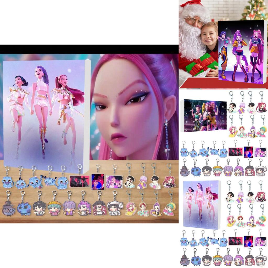 Kpop Girl Group Christmas Countdown Calendar Acrylic Keychain With 24 Accessories For Gift Giving