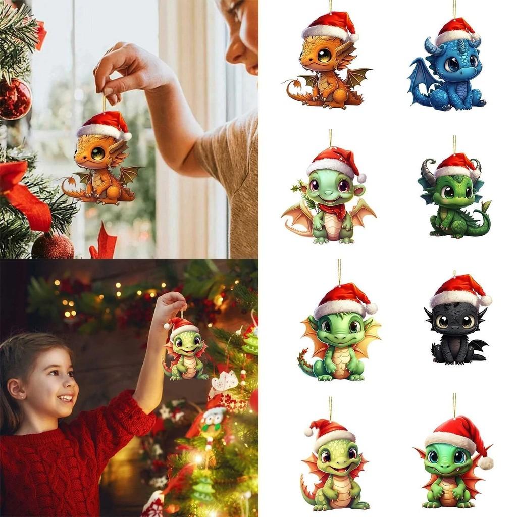 Charming Cartoon Christmas Dragon Car Decor Bright Festive Hanging Ornament Homes For