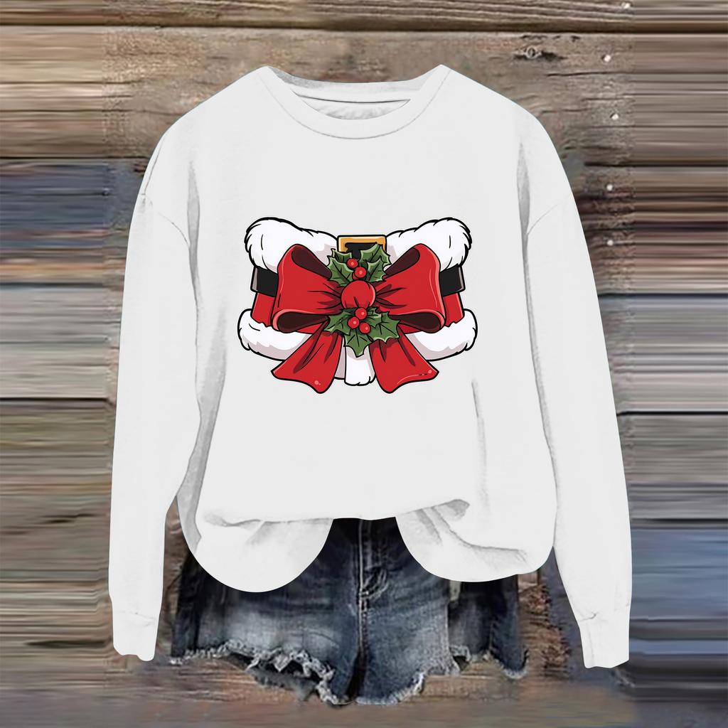Women's Fashion Casual Long Sleeve Loose Christmas Printed Sweatshirt