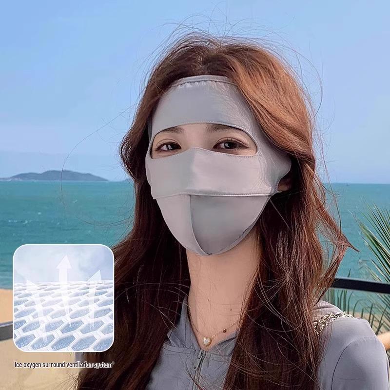 Ice Silk Breathable Full Face Sunscreen Mask - UV Protection for Summer