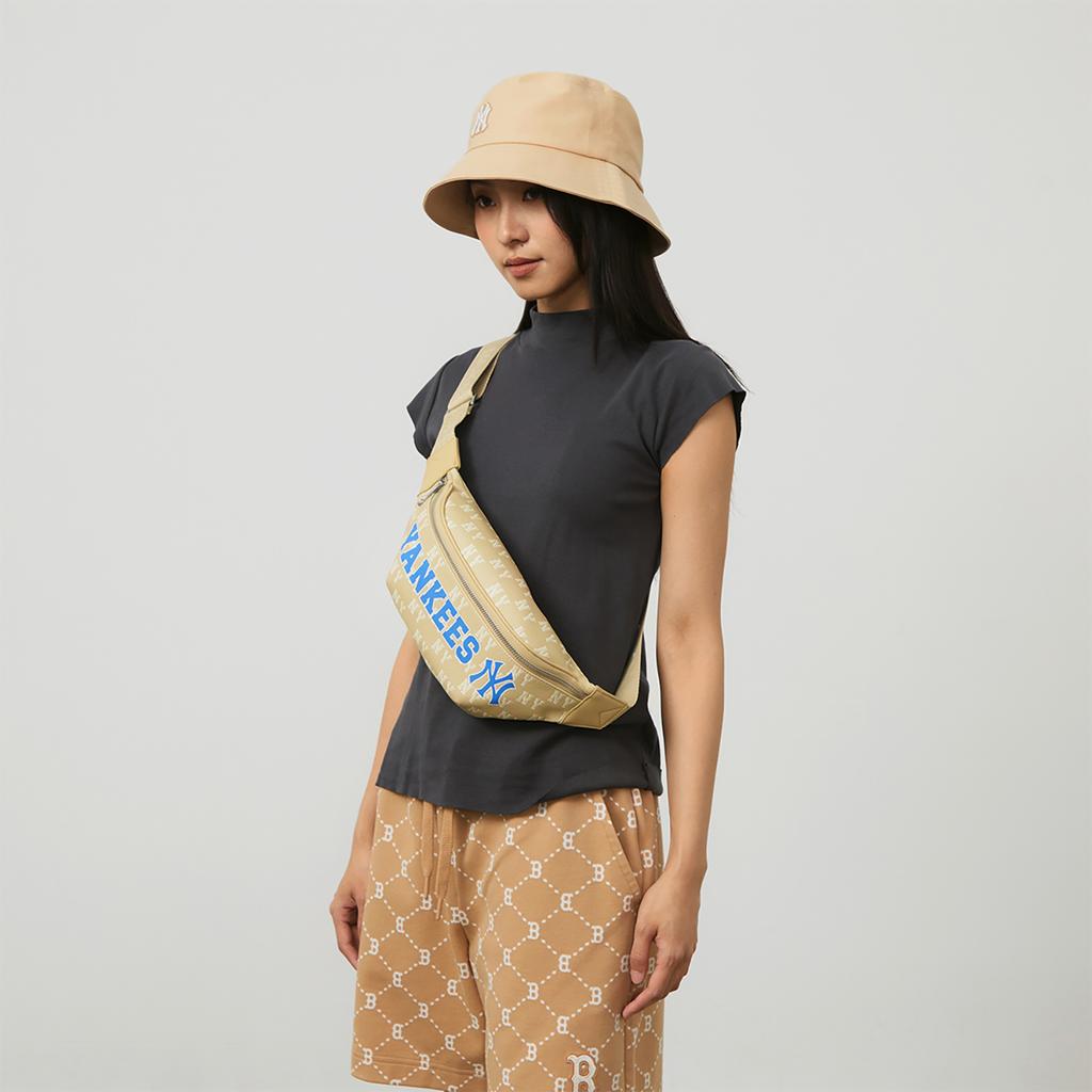 New MLB Artificial Leather Sling Bag Unisex Beige Yellow 3AHSM094N-50BGS