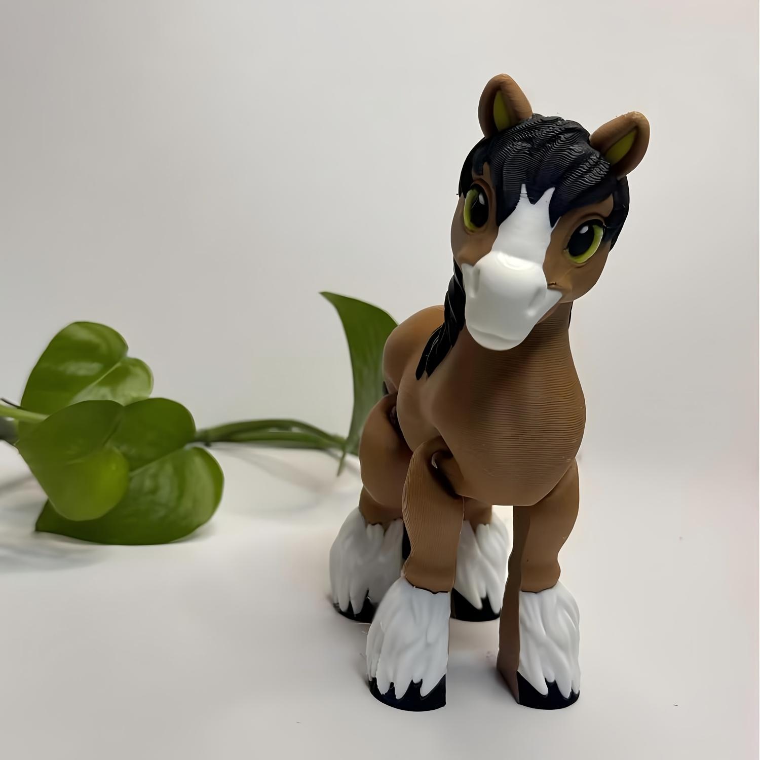 

3D Printed Horse Pony Model Flexible Animals Toy Statue Movable Joints Home Office Decor Fidget Toys Stress Relief Animal Toys коричневий