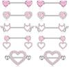 Piercing per capezzoli a forma di cuore con decorazioni - Set di gioielli per il corpo