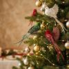 Realistic Glitter Christmas Bird Clip Ornament Artificial Spread-Wing Bird  Wedding Festive