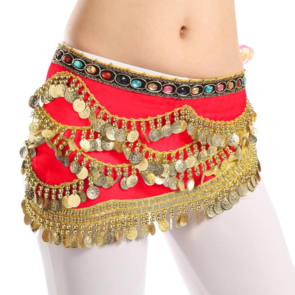 Women's High Waisted Sexy Sequined Half Skirt Waist Accessories Sequined Belly Dance Waist Scarf