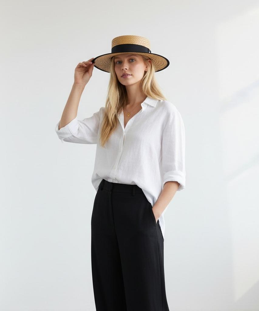Yunibeosyeolkemiseuteuli Edge Taping Brown Long Panama Hat Panama Hat