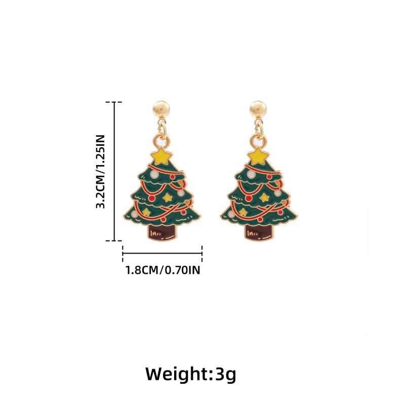 Festive Star Layered Dangle Earrings Women Zinc Alloy Drop With Christmas Tree Hat Design Oil Paint Finish