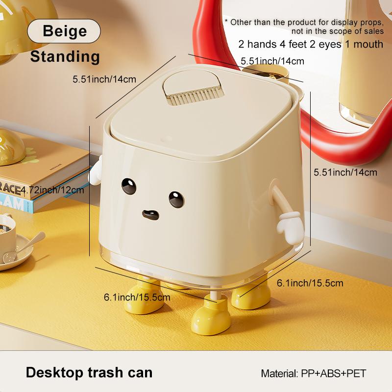 Desktop Trash Can Advanced Sense Pressing Spring Lid Paper Basket Large Capacity Waterproof Office Garbage Can With Lid