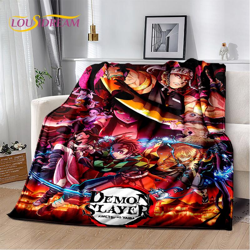 3D Demon Slayer Anime Kamado Nezuko Tanjirou Cartoon Blanket Soft Throw for Home Bedroom Bed Sofa Picnic Cover Child