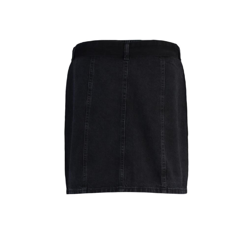 Fusta albastră cu talie înaltă cu cusături cu nasturi în față Twoss22et00050