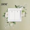 Switch Decal Removable Plants Flower Sticker, Decorative Green Leaf Floral Bunny Light Paint Safe Sticker Socket Decal, DIY Art Murals for Kids Girls