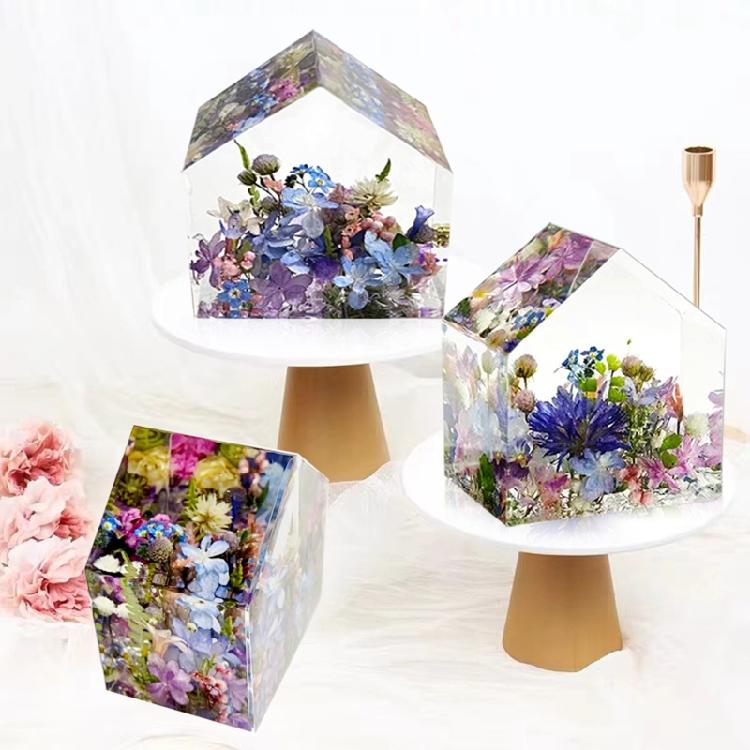 Mirror Epoxy Resin Silicone Molds House Shaped Beautiful Crystal Ornament